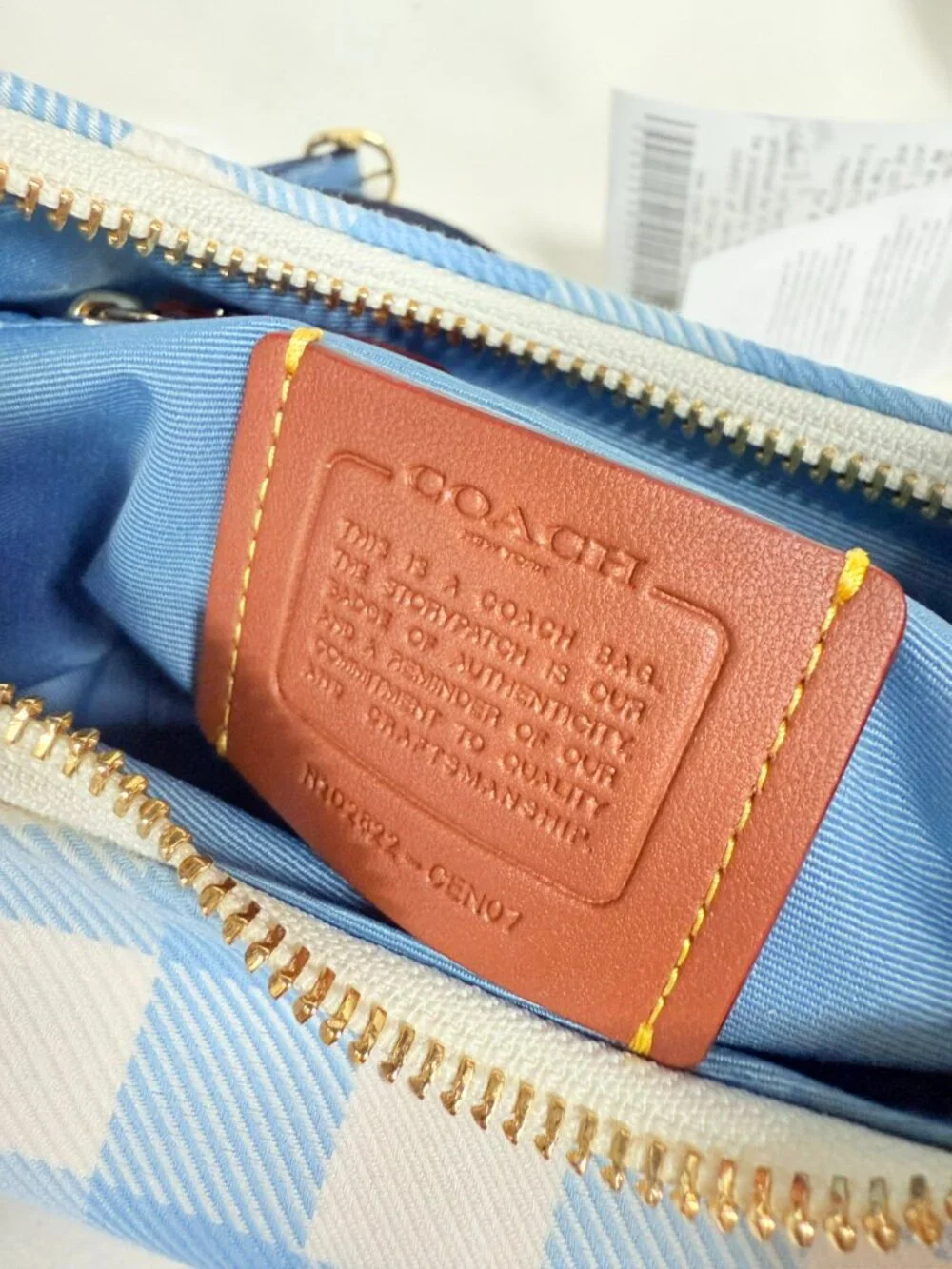 coach Emily Shoulder Bag With Gingham Print And Charm cen07